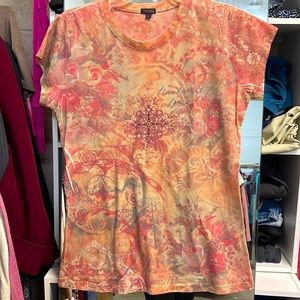 YUKIKO SIZE LARGE T SHIRT TOP BLOUSE PINK